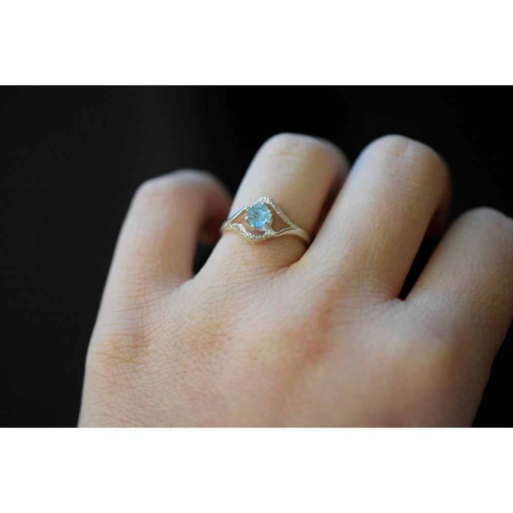 Aquamarine Engagement Ring Rough Blue Gemstone Natural Uncut Aquamarine …